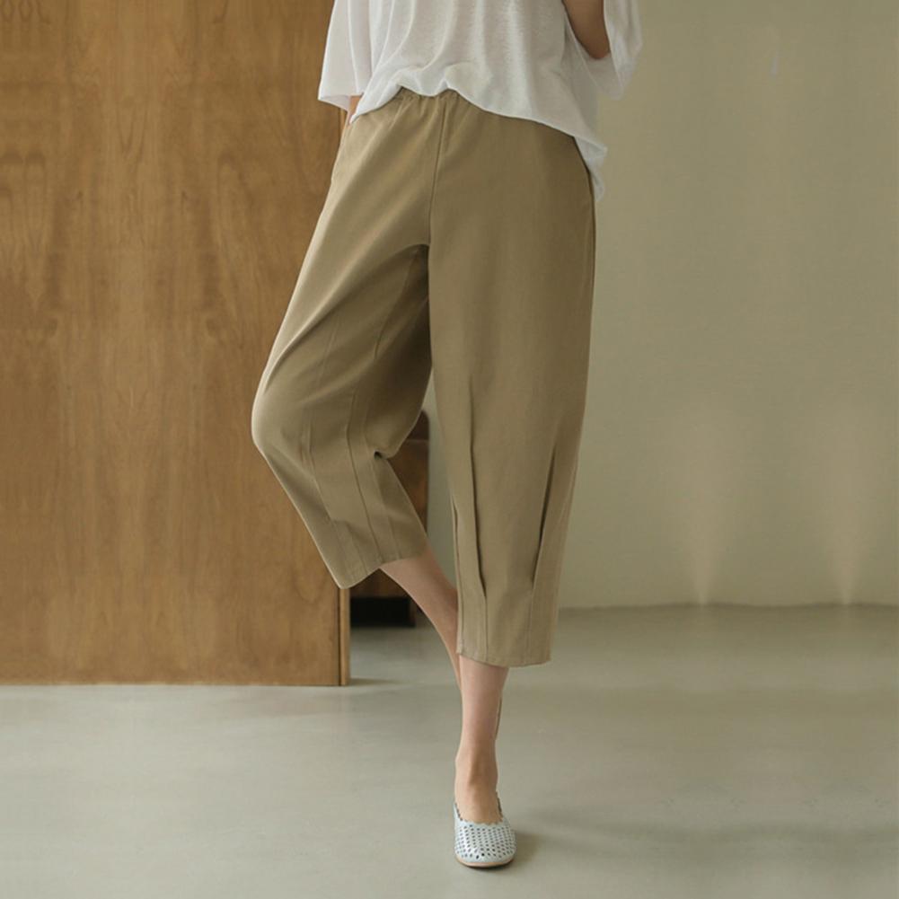 Women Casual Pants Summer Women's Casual Cropped Trousers Lightweight Elastic Waist Pants for Daily Wear Breathable for Women