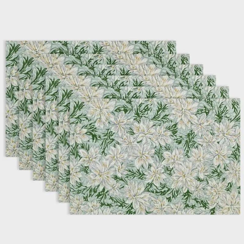 2/4/6pcs Minimally Designed Floral Kitchen Decorative Placemat Made Of Polyester Linen And Anti Slip Dining Table Mat