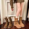 Fashion Studded Metal Buckle Platform Single Boots Women's Autumn New Round Toe Upper Foot Non-Slip Block Heel Short Boots