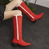 Women's low-heeled boots autumn and winter new comfortable and warm thick-heeled large-size plush medium boots
