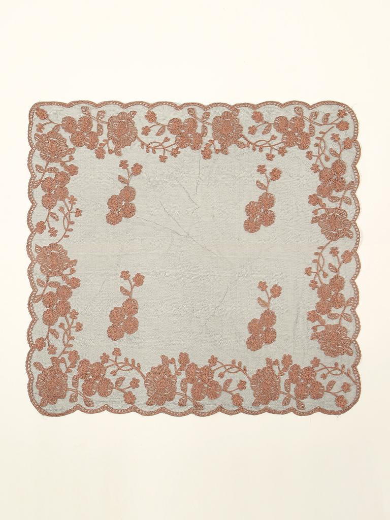 New Square Yarn Hijab Scarf Women Floral Embroidery Lace Headband Summer Breathable Bandana For Women Elegant Turban Hair Wrap