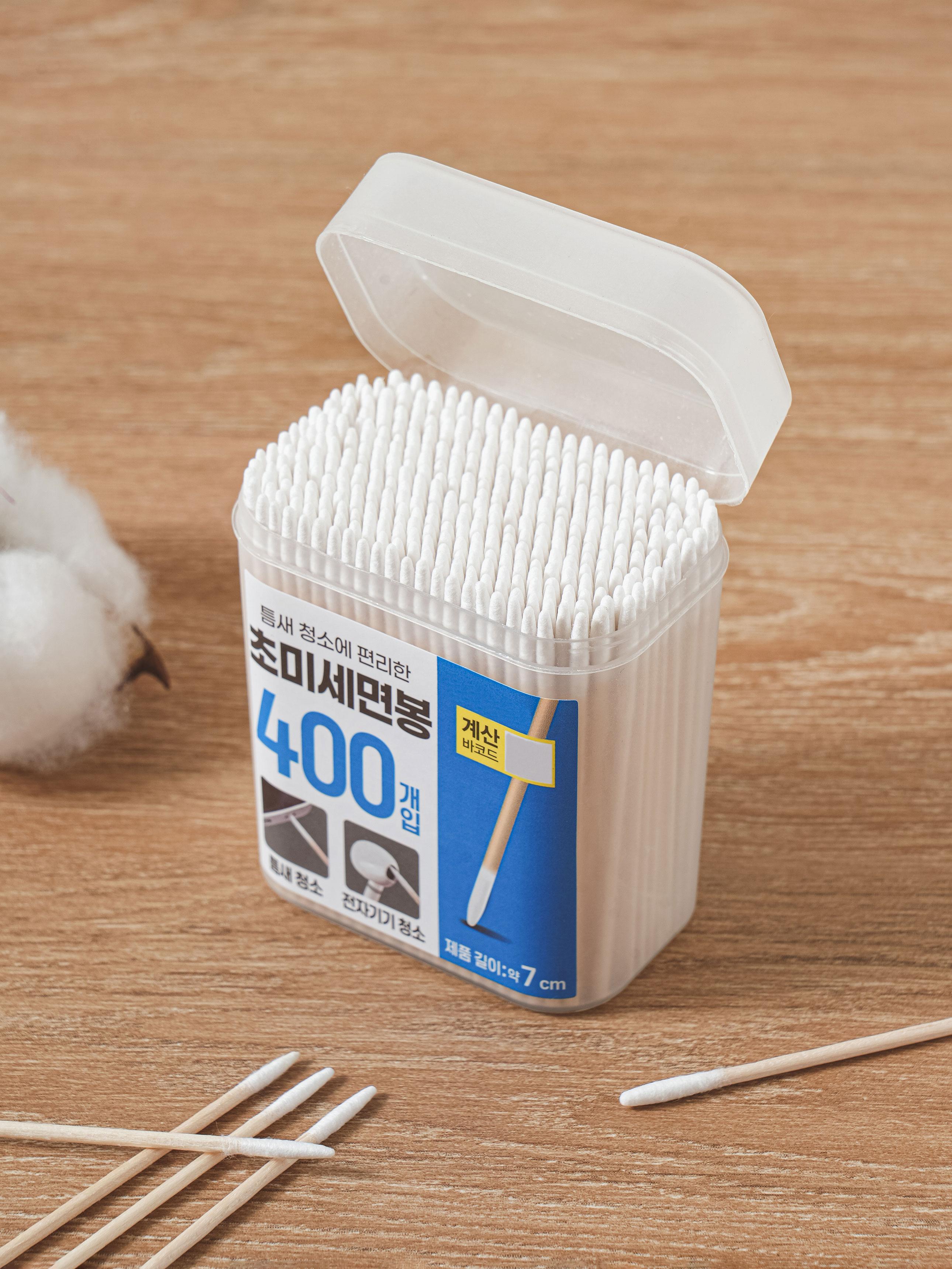 Pointed Wooden Cotton Swabs 400 Count 1ea