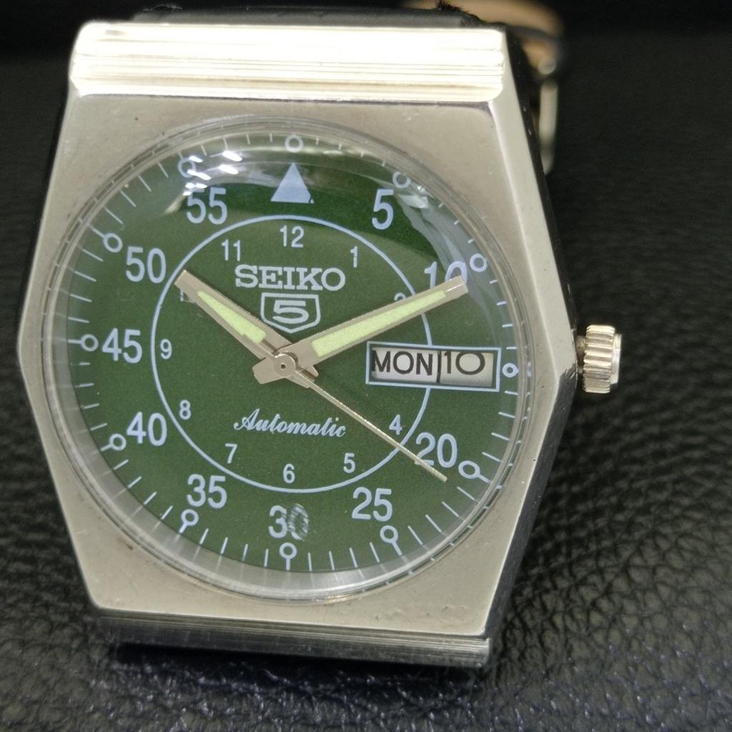 SEIKO 5 AUTOMATIC VINTAGE JAPAN 6309A MENS GREEN COLOR DIAL WATCH a701394-5 R206a-a701394