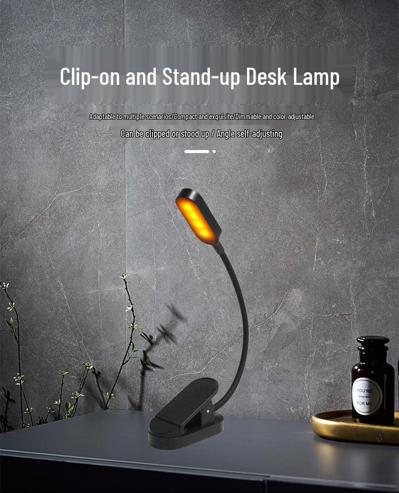 USB Rechargeable LED Clip-On Reading Lamp: Eye Protection, Portable Mini Desk Light for Students and Night Reading