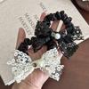 Sweet Bow Hairband, Lace Double-layered Gentle Elastic, Fashionable Embroidery, Retro Hair String, Elegant Quality