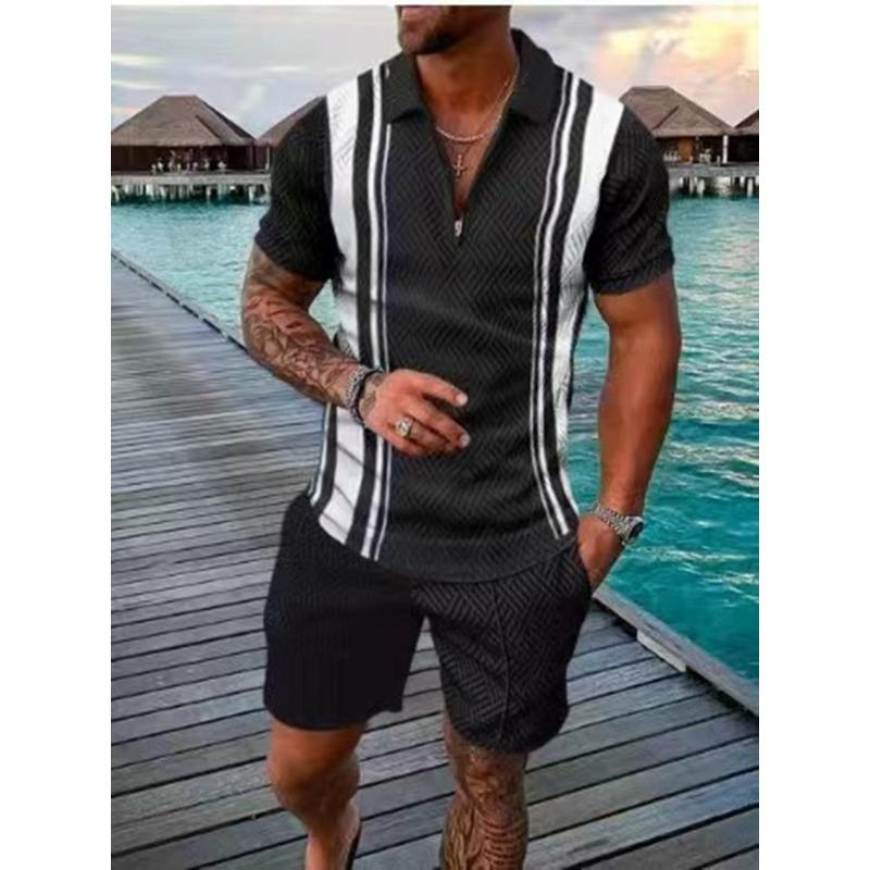 Herren Casual Sport Zweiteiliges Set mit kurzärmeligem T-Shirt und Shorts