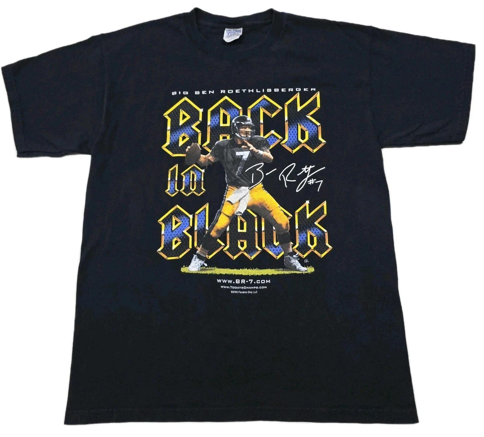 Vtg NFL Pittsburgh Steelers Ben Roethlisberger 2006 100% Cotton T-shirt Mens Tees Top Mens L Large Black S