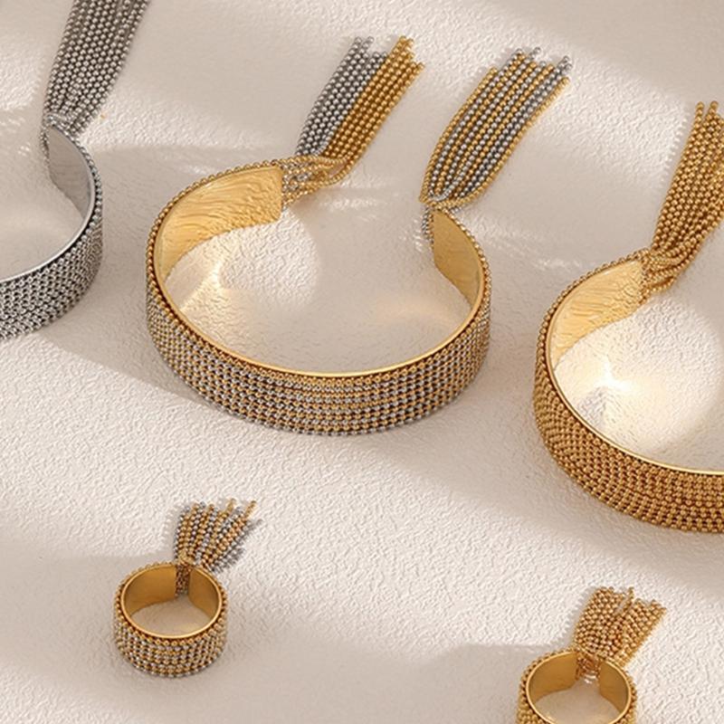 Sophisticated Matching Jewelry Interlocked Chain Ring Bracelet Evening Wear Tassels Ring For Sensitive Skin