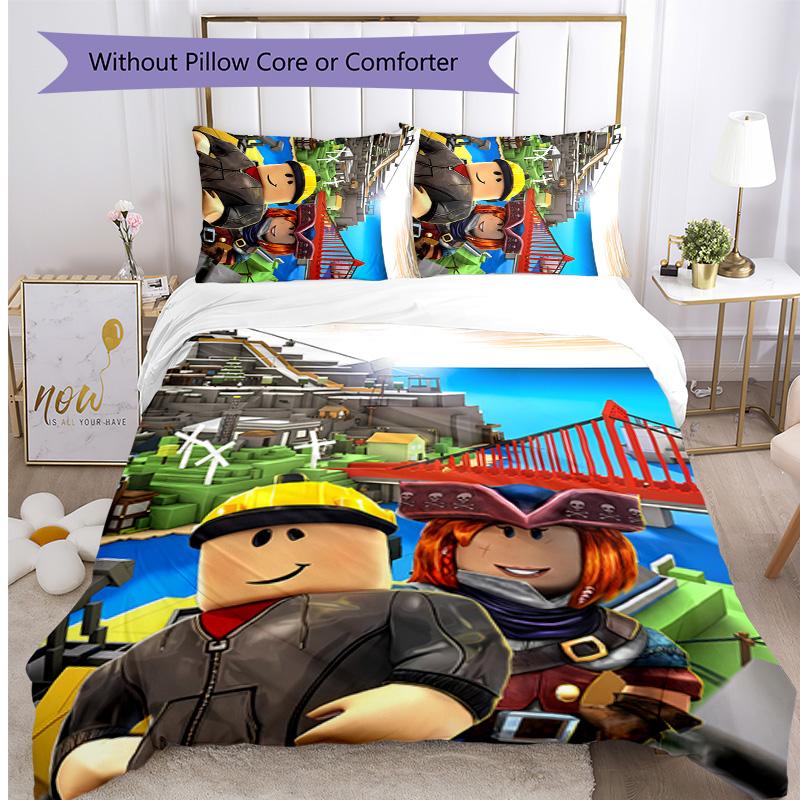 roblox game Printed 3PCS Bedding Set Soft Breathable Duvet Cover Pillowcases Set Washable Bedroom Decor Home Gift