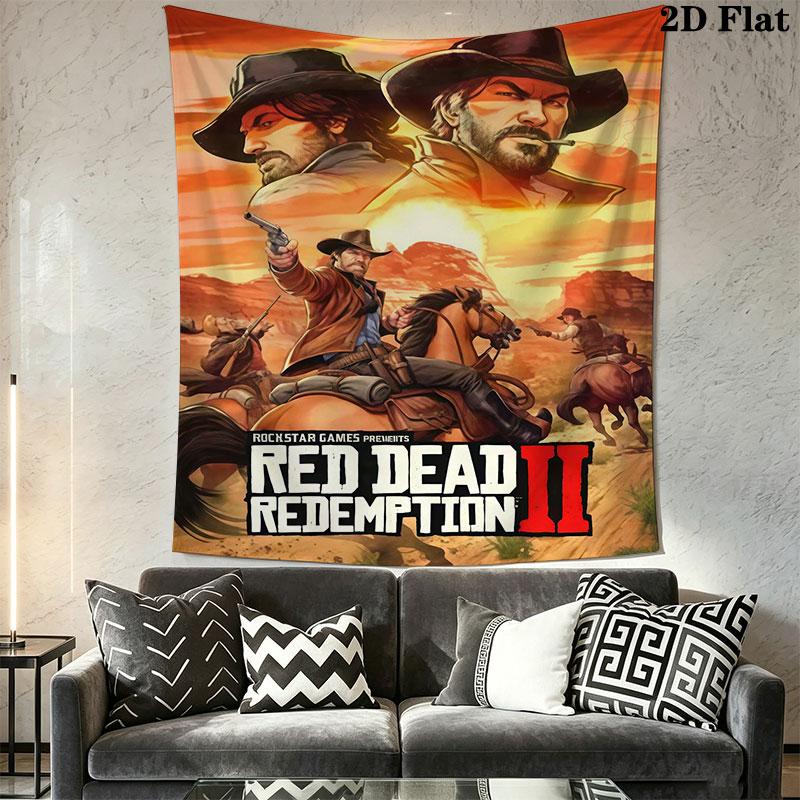 Red Dead Redemption Wall Hanging Printed Fabric Blanket Decorative Tapestries for Bedroom Living Room Home Decor