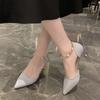 Fashion One Word Belt Pointed Toe High Heels Summer New Baotou Shallow Mouth Non-tiring Feet Thin Heel Ultra-soft Hollow Sandals