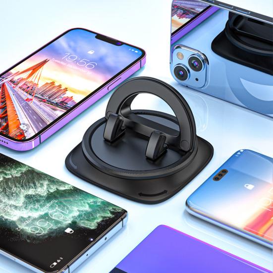 Dashboard Phone Holder 360 Degrees Rotatable Mobile Phone Stand Hands-free Navigation Car Mount with Clip-On Silicone Base
