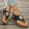 Fashion Women's Sandals Wedge Heel One-line Buckle Metal Decoration Women's Shoes Leisure Roman Retro 4.5cm Heel High Sandalias De Mujer