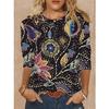 Spring and Autumn Round Neck 3D Floral Paisley Printed T-shirts Fashionable Casual Long Sleeved Women's T-shirts