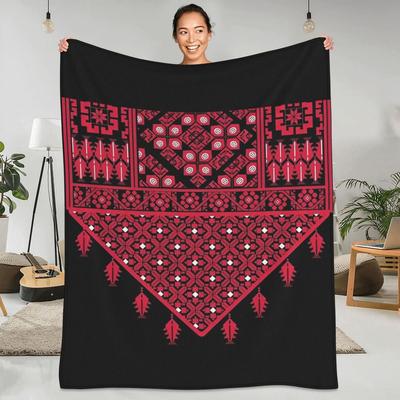 Palästinensische Tatreez Kreuzstickerei Kunst Arabische Decke Palästina Reise Flanelldecke Superwarme Tagesdecke
