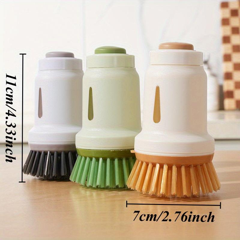 1pc Heavy Duty Press Type Dishwashing Brush with Non Slip Grip , Manual Scrubber for Pots, Pans, Plates , Non Scratch Kitchen, Bathroom Cleaning Brush