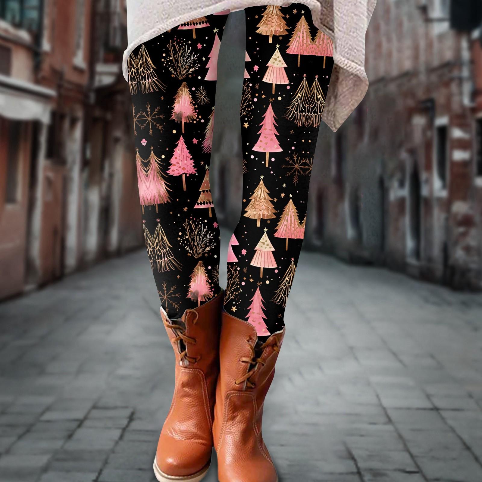 

Women s Pants Printed Elastic Soft Cotton Leggings Casual Home Pajamas M рожевий