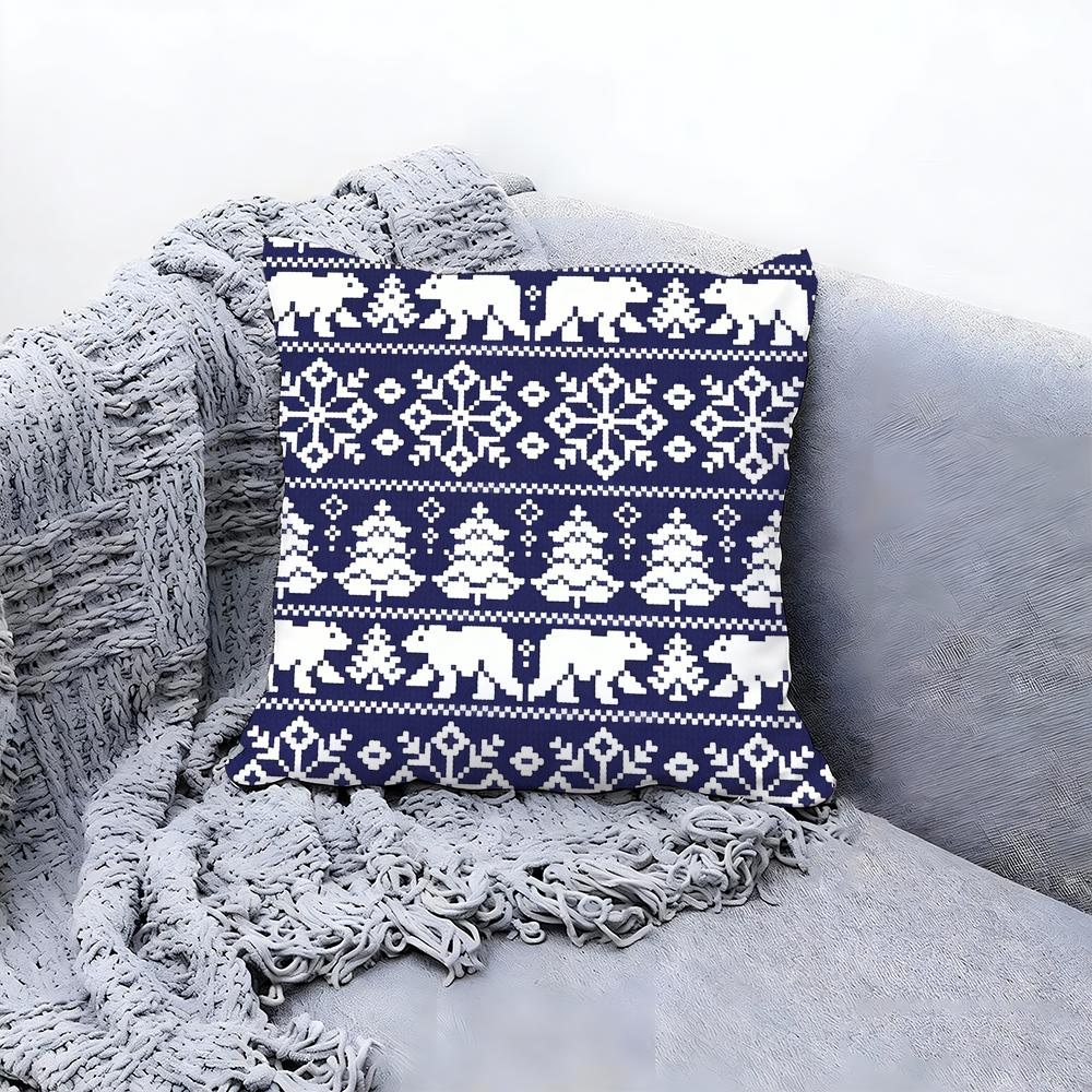 Warm Fair Isle Pattern Knit Cushion Cover Premium Comfort Reversible Pillow Cove Two in One Design for Any Room Car Interior