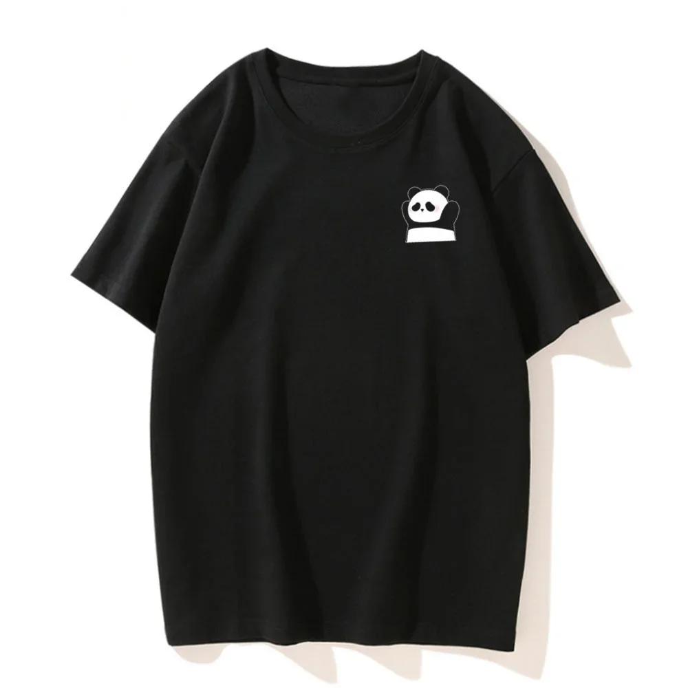 Interesting Cartoon Surrender Panda Print Matching Men Women T-shirt Casual Short Sleeve Tshirt for Couple Clothes
