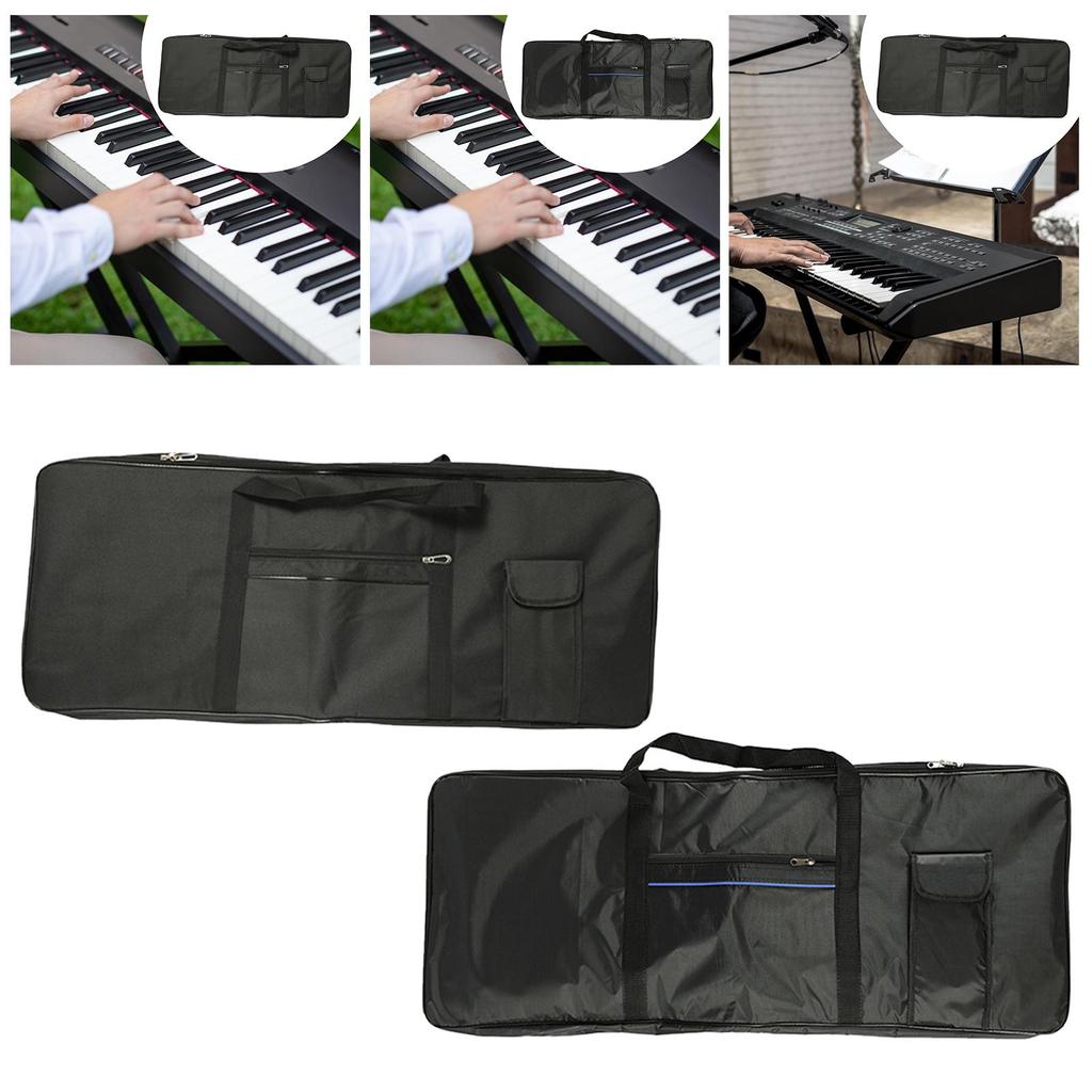 61 Keys Keyboard Case with 2 Pockets Thick Padded Waterproof Electric Gig Bag