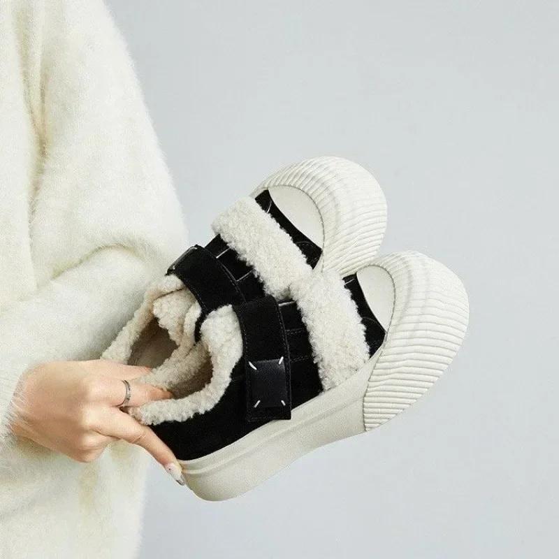 New Winter Women's Ankle Boots Plush Warm Home Cotton Shoes Fashion Hook & Loop Design Suede Women's Snow Boots Zapatos