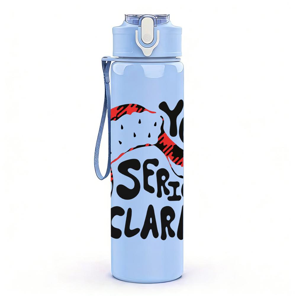 1PC You Serious Clark Santa Graphic,750ml Color Plastic Sports Water Bottle,Leakproof Flip Straw Lid,Suitable for Sports Office Home Use