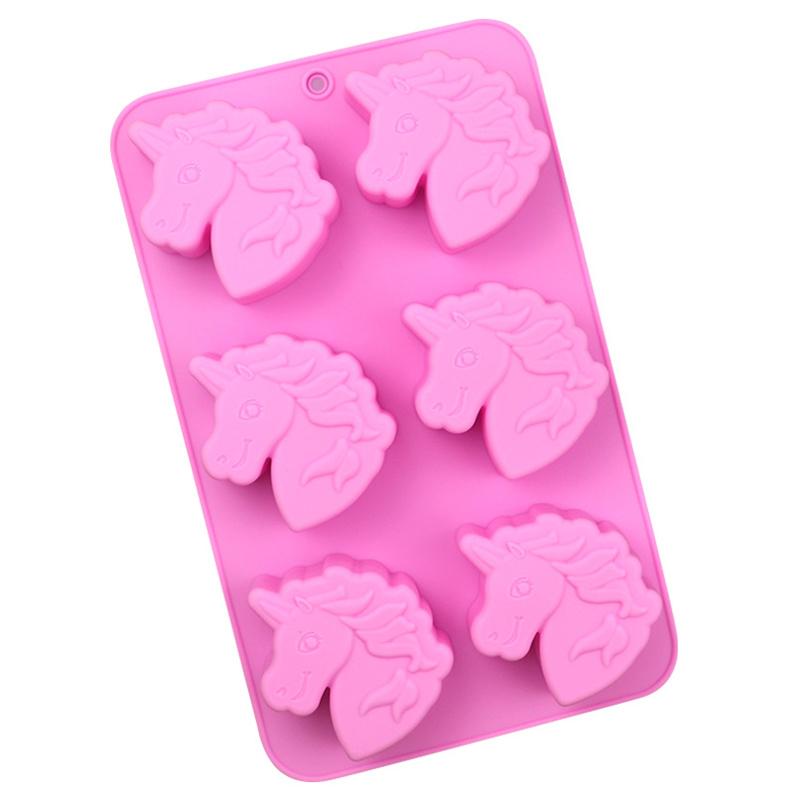 6 even Unicorn Silicone Baking Mold 3D Chocolate Pudding Molds Cupcake Pan Cake DIY Muffin Kitchen Tools