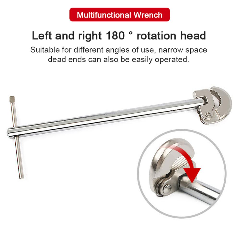 Multifunctional Sink Wrench Carbon Steel Faucet Sewer Pipes Bathroom Plumbing Installation Disassembly Tool 180 degrees