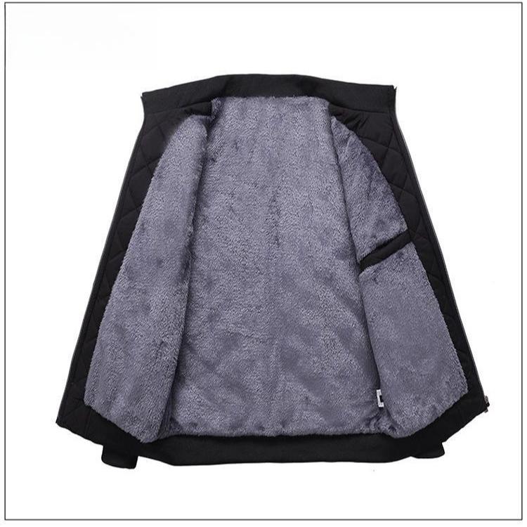 Fashionable and Warm Winter Cotton-padded Jacket for Men with Stand-up Collar Fleece and Thickened Jacket