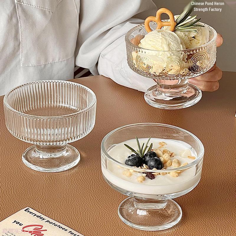 Elegancka Szklana Miseczka na Deser, Lody, Koktajle Mleczne, Budyń, Jogurt i Mus