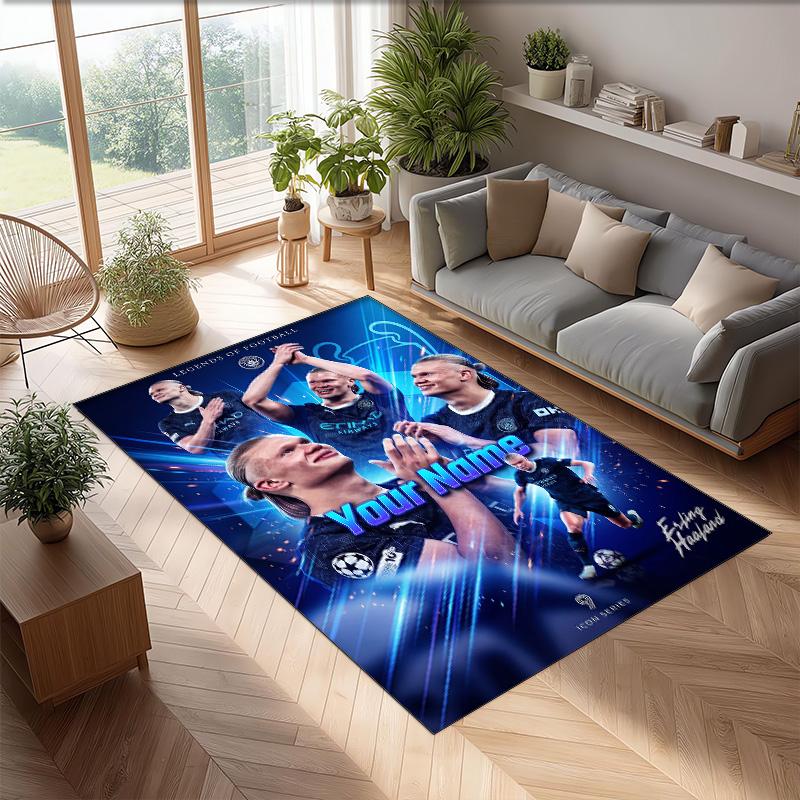 Erling Haaland Printed Crystal Velvet Rug Non‑Slip Crystal Velvet Carpet For Sofa Bedroom Indoor Home Decoration
