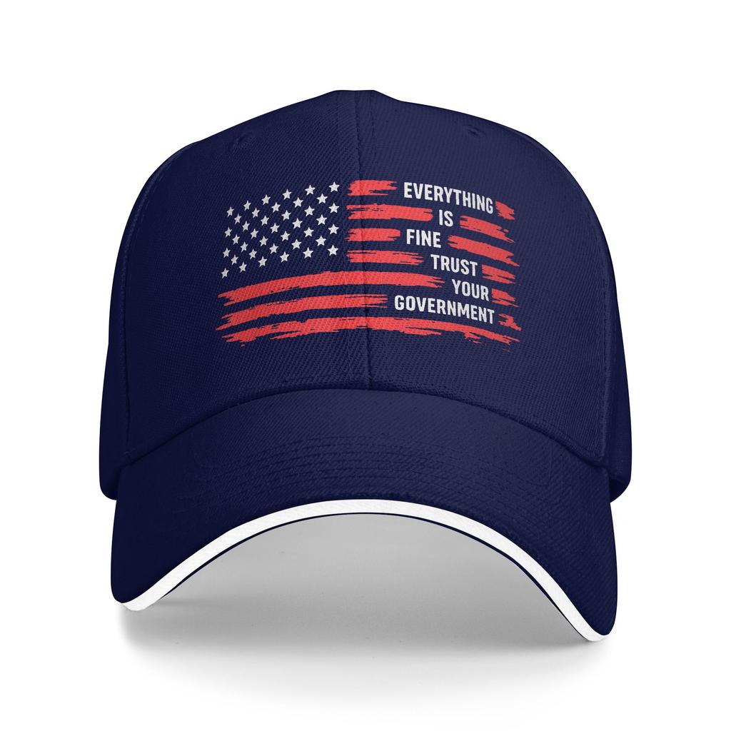 Everything is Fine Trust Your Government Sun Baseball Cap Summer Streetwear Trucker Hat For Male Tennis Skate Baseball Caps