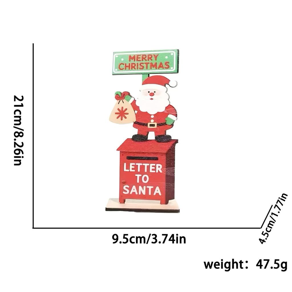Santa Reindeer Desktop Ornament Wooden Christmas Houses Village Tabletop Decoration For Home Xmas 2026 2027 New Year Party Decor