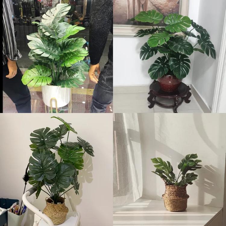 Artificial Plants Monstera Leaf Green Palm Leaves Long Branch Tropical Greenplant Garden Living Room Bedroom Balcony Decoration