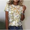 2025 Casual Sports Women's T-shirt Summer New Style Garden Collar Short Sleeve Fresh Floral Loose Lightweight Fabric Casual