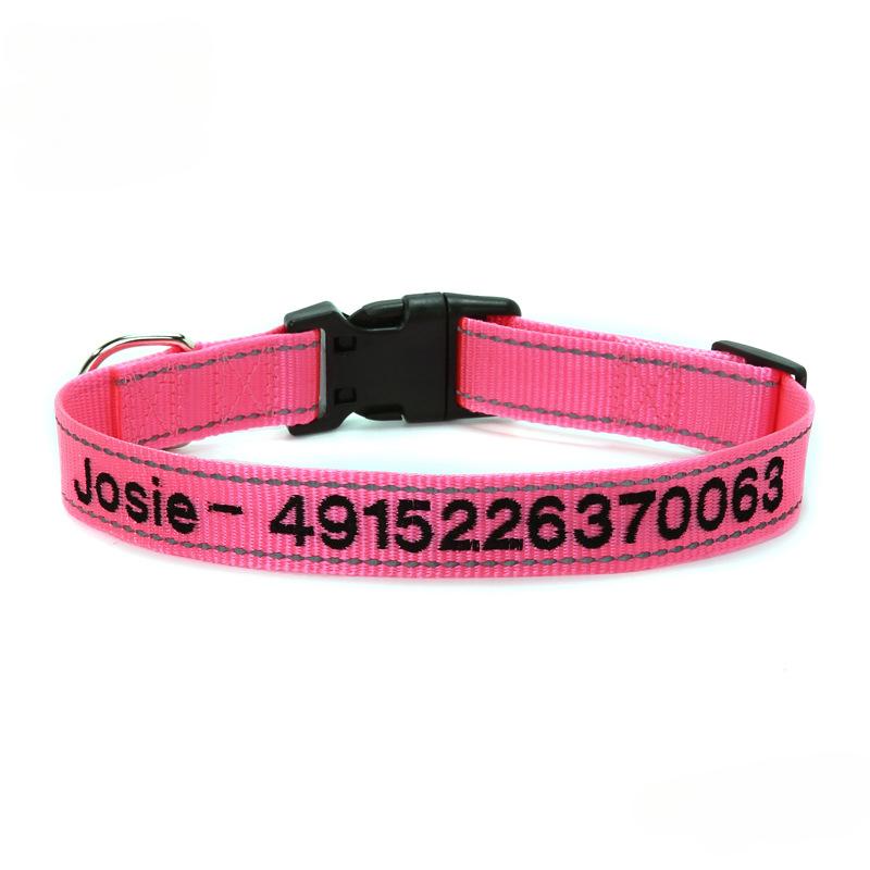 Pet Dog Embroidery Anti-lost Nylon Reflective Collar