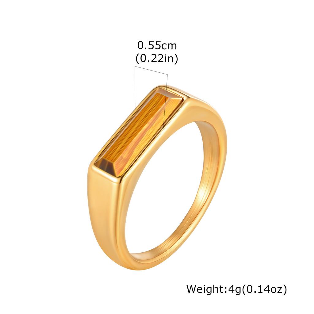 Stylish Thin Natural Stone Ring for Men Women,Geometric Stainless Steel Unisex Ring,Party Birthday Gift