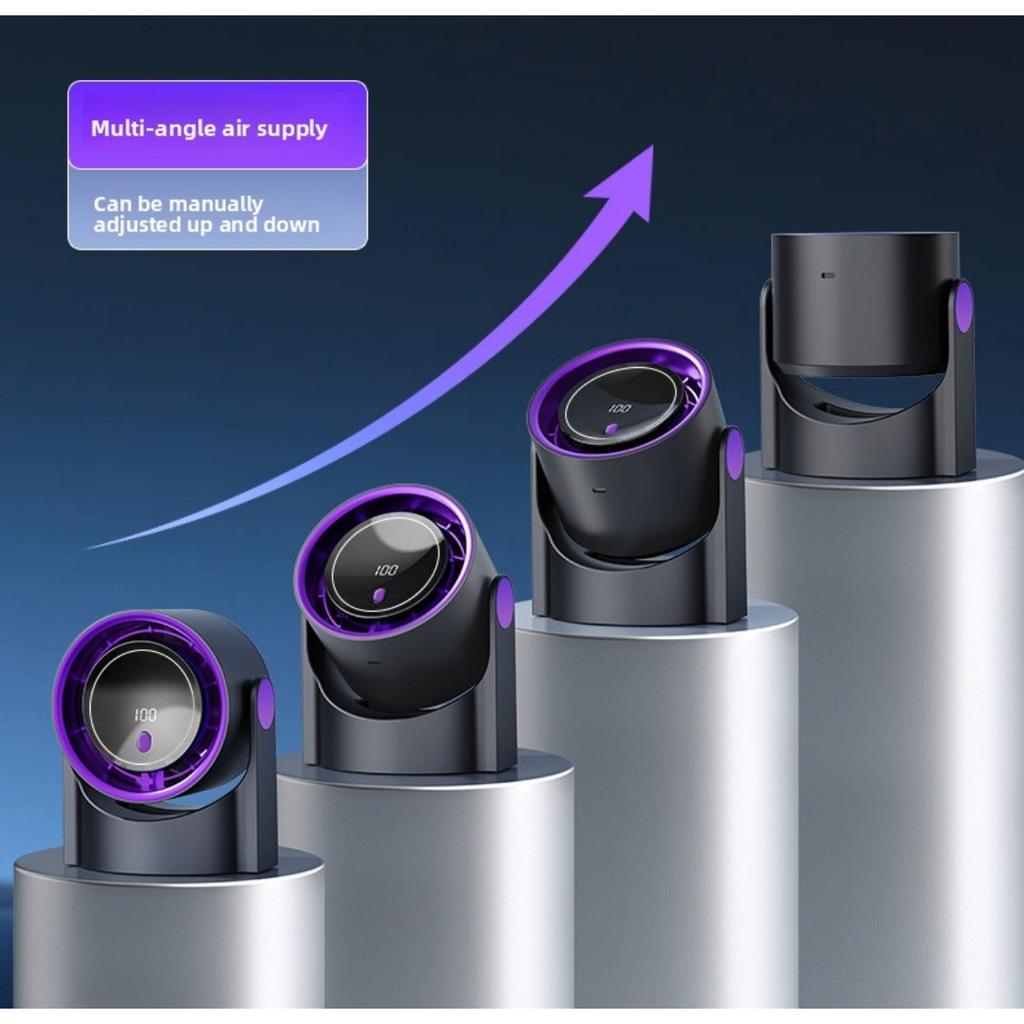 Ice Desktop Fan with Digital Display - High-speed Turbo, 5-speed Adjustment, Portable USB/battery Powered, Rechargeable Portable Fan