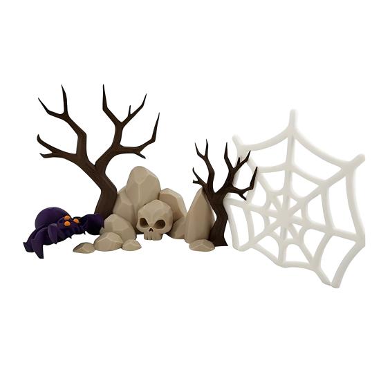 Halloween Decoration Spooky Spider Web Skull Tree Tabletop Centerpiece 3D Printed Graveyard