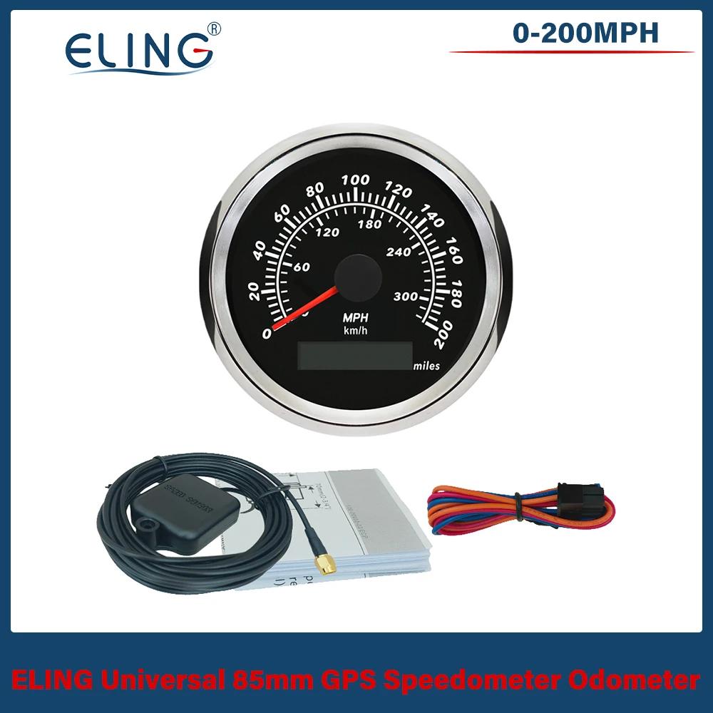 ELING 85mm GPS Speedometer Gauge 0-120km/h 0-160km/h 0-200km/h 0-300km/h for Car Truck Boat with Red Backlight With GPS Antenna