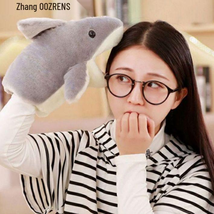 Movable Baby Shark Hand Puppet Plush Toy with Open Mouth Feature