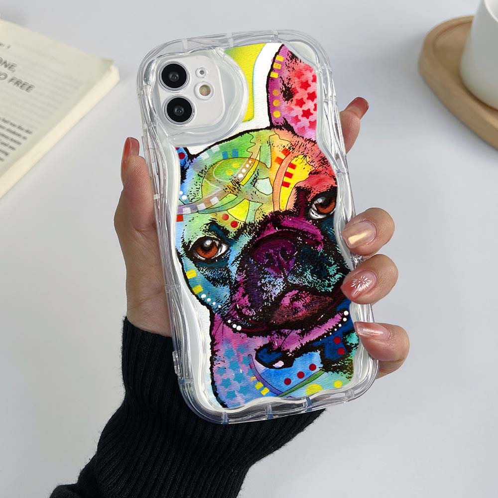 Samsung Galaxy A13 A53 A24 A14 Xiaomi Poco X5 Redmi 13C 12C 10C Huawei Honor 90 Lite Cases A44 French Bulldog Dog Exclusive Cream Pattern Soft Case