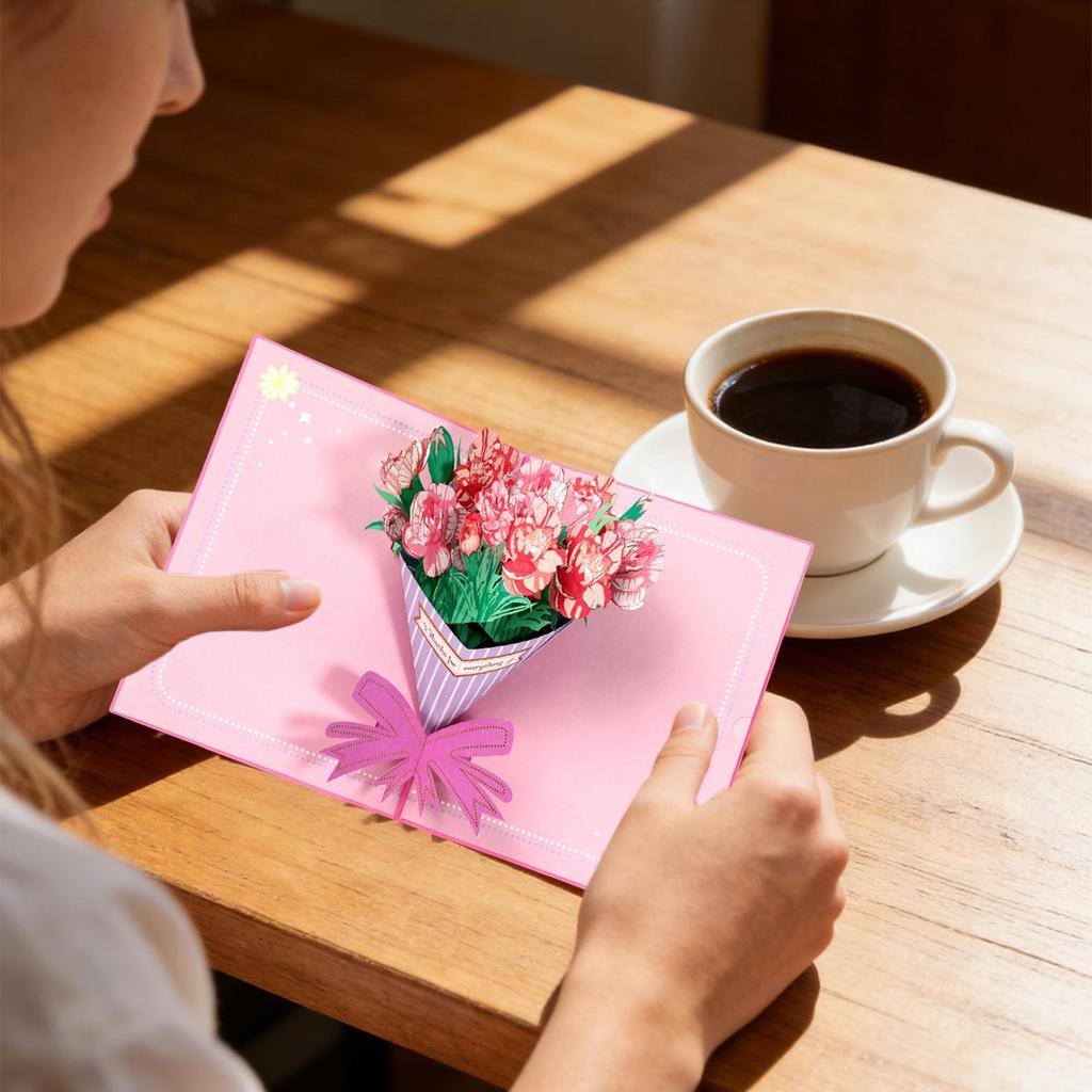 Valentines Day Card For Wife 3D Romantic Flower Embossed Foil Decorations Valentine's Day Decor For Family Friends Wife Mother