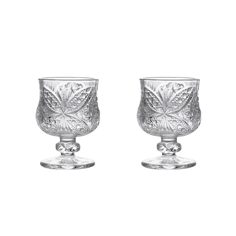 2/4/6pcs set of retro engraved glass small wine glasses, white wine cup set, high-looking fruit wine cup, mini sweet wine cup