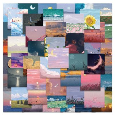 50Pcs Pintura a Óleo Paisagem Graffiti Adesivos para Personalizar Bagagem, Guitarra, Smartphone, Laptop e Decoração de Janela