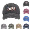 Washed Print Baseball Cap Adjustable Outdoor Sun Hat Unisex Casual Hat for Sports and Daily Wear with Embroidered 2026 Design