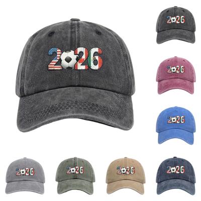 Washed Print Baseball Cap Adjustable Outdoor Sun Hat Unisex Casual Hat for Sports and Daily Wear with Embroidered 2026 Design