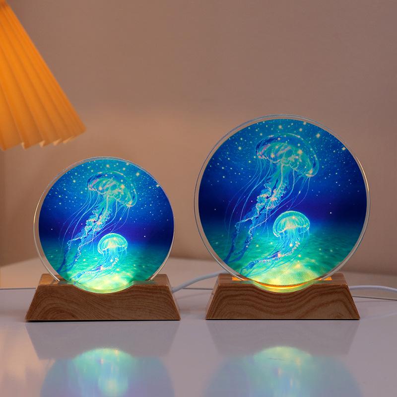 Crystal Disc Luminous Night Lamp Bedside Lamp Ambient Desk Lamp Creative Gift Desktop Decoration Ornament