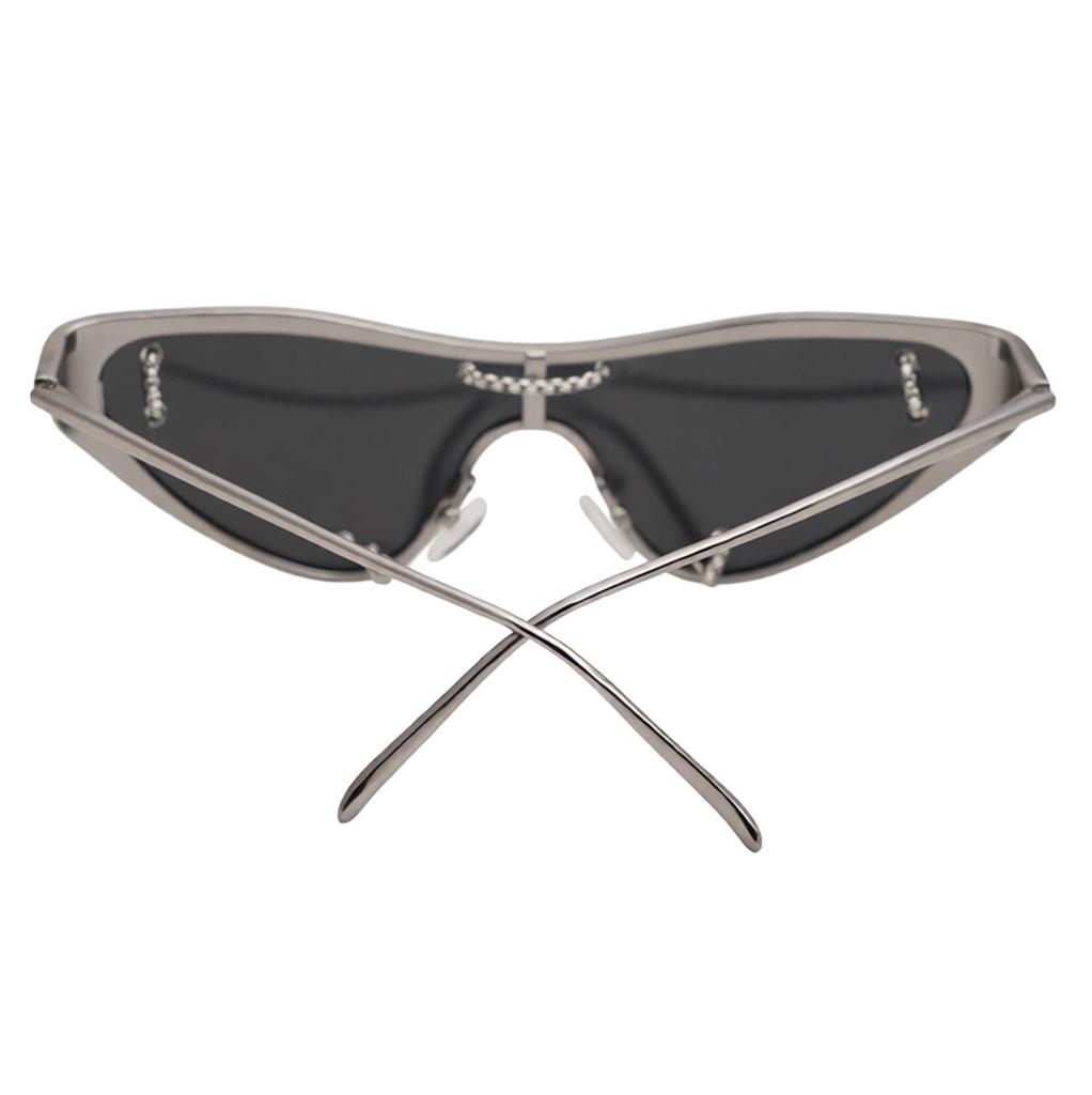 Trendy Cat Eye Chain Sunglasses with Cross Metal Frame – Fashionable European & American Design