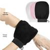 Black Double-Sided Exfoliating Mitt: Fine & Coarse Sand for Painless Mud Removal, Back Scrubbing, and Shower Massage.